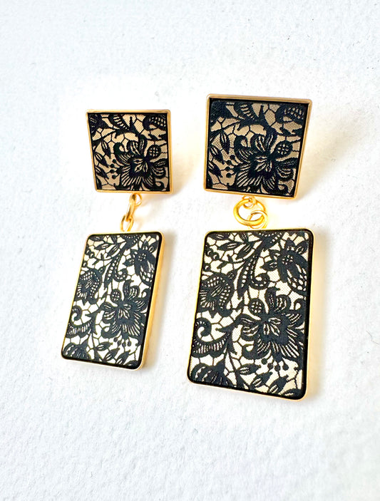 Gold & Lace Baroque 2 x Piece Dangle Earring