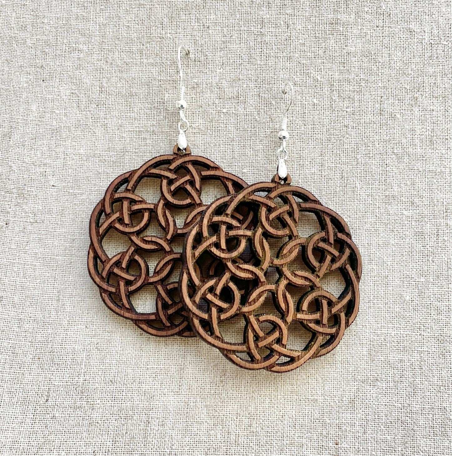 Celtic Knot Large hoop Lasercut Dangle Earring, with Sterling Silver 7cm x 6cm x 0.6cm