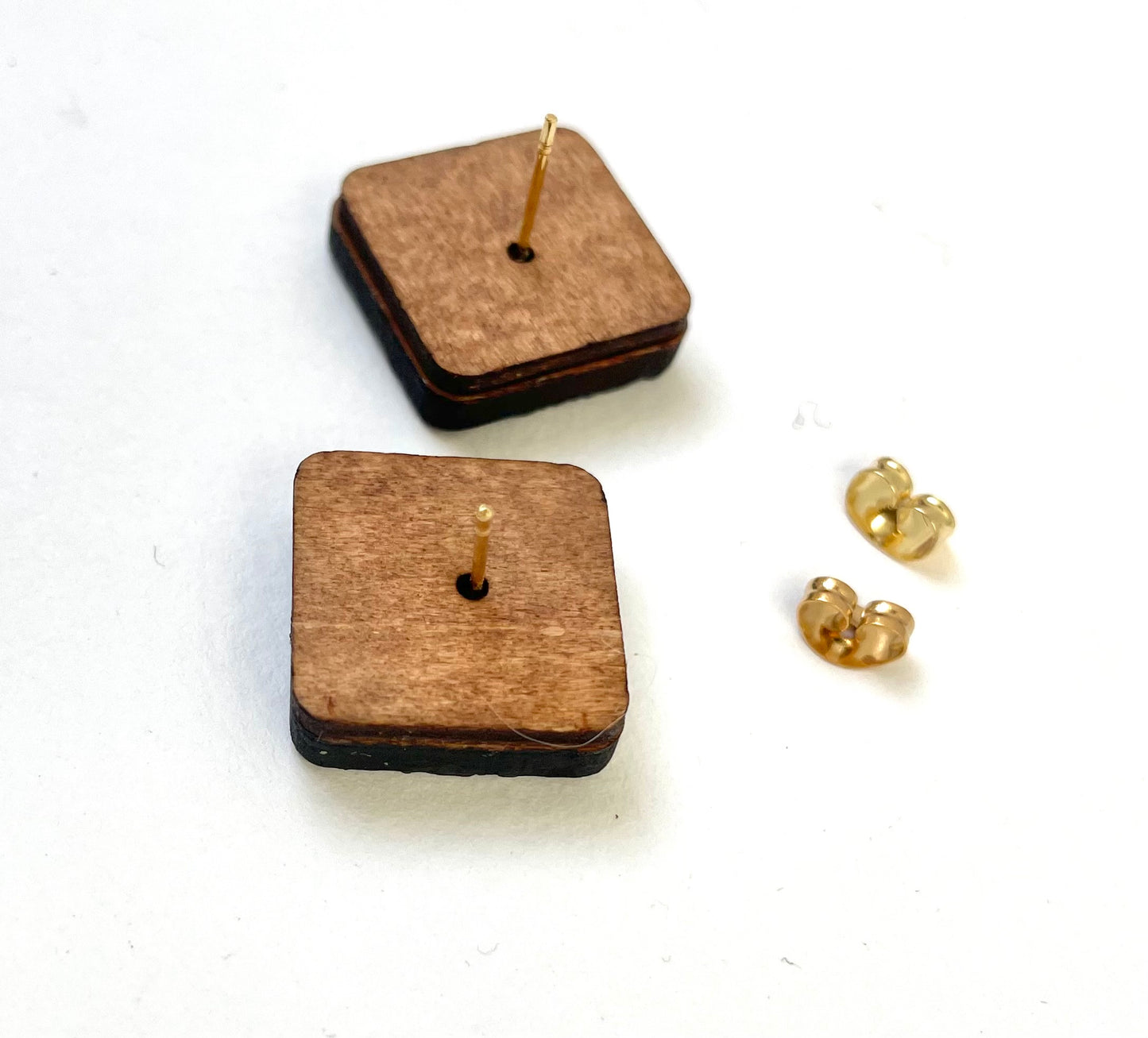 Wooden Lace Studs 1cm x 1cm x 0.6cm