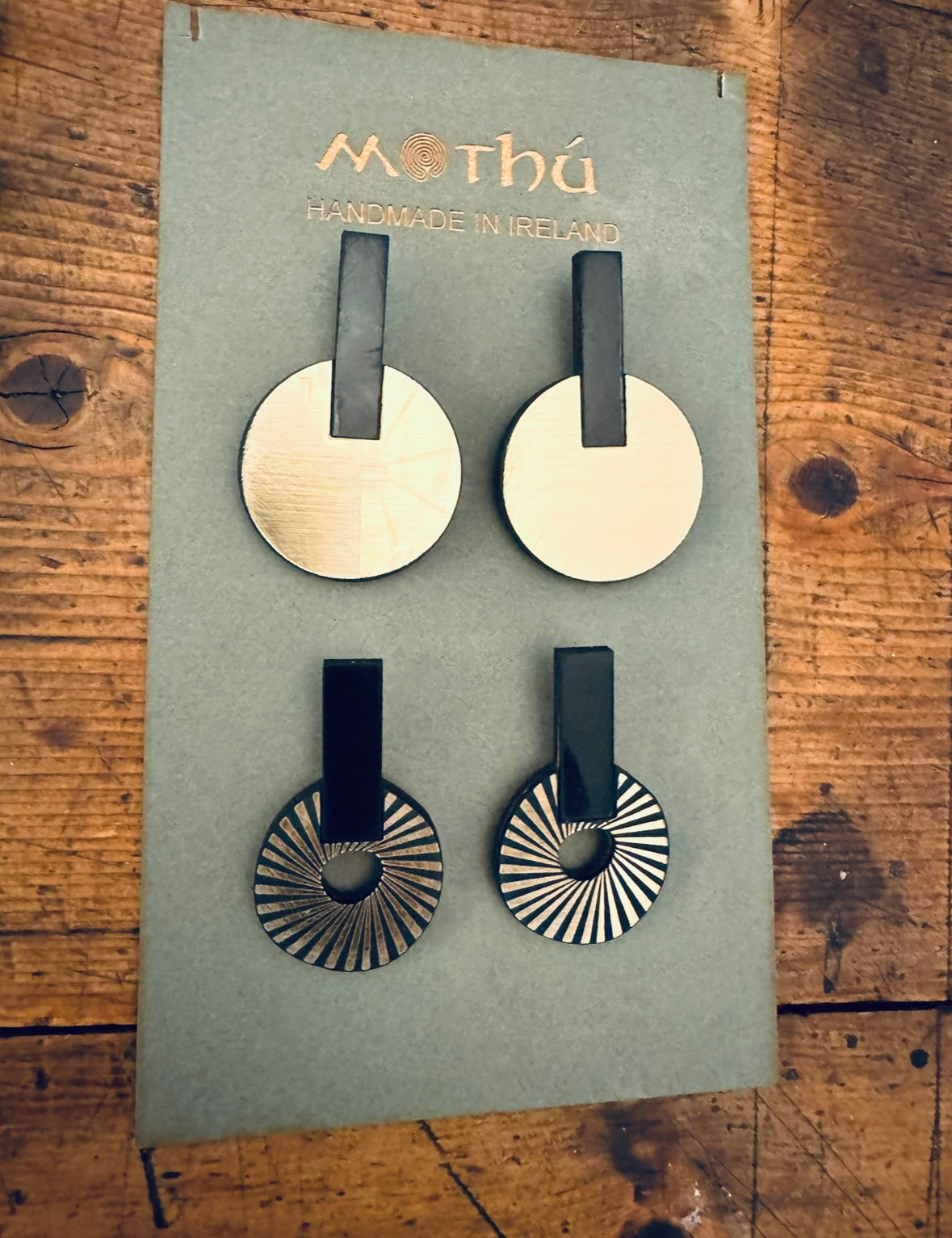 Oversized Stud Earrings Gold and Black