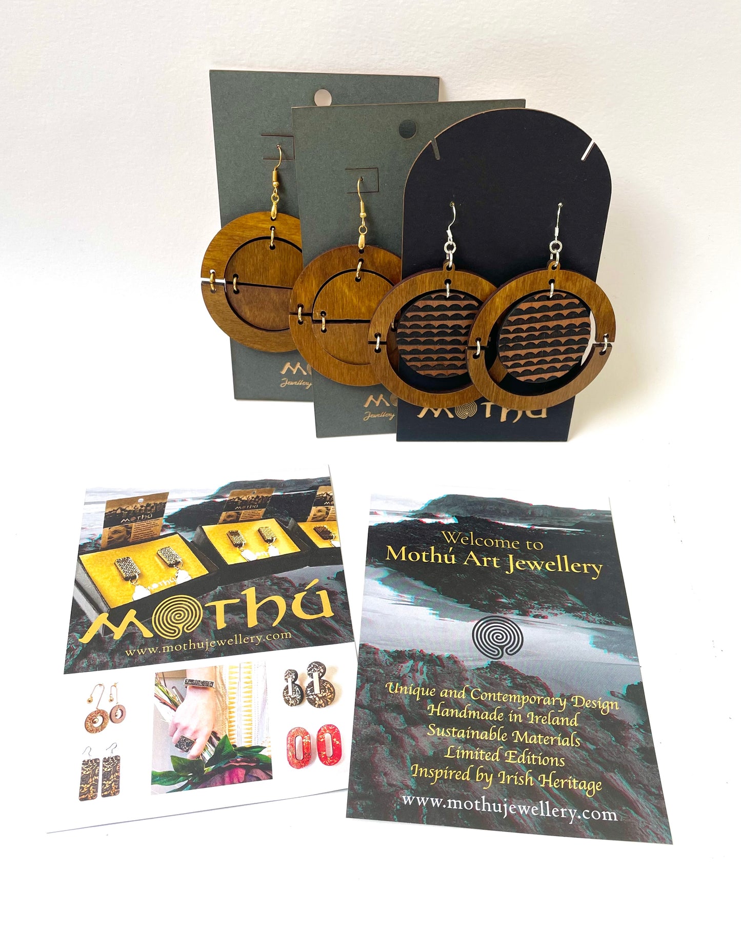 Etched Gold Mirror Stud Earrings with Gold Bead 4cm x 1cm x 0.6cm