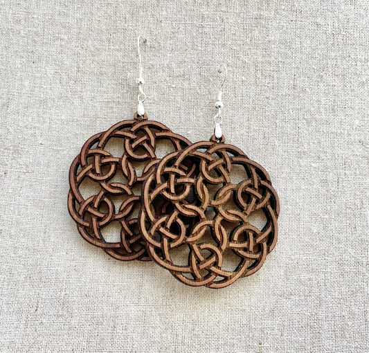 Celtic Knot Large hoop Lasercut Dangle Earring, with Sterling Silver 7cm x 6cm x 0.6cm