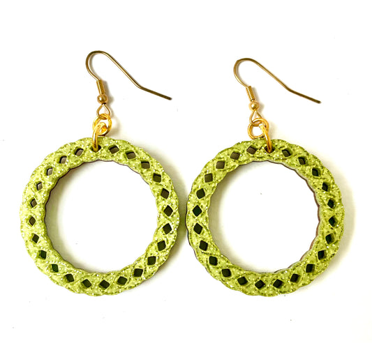 Glitter Green Celtic Hoop Dangle Earrings