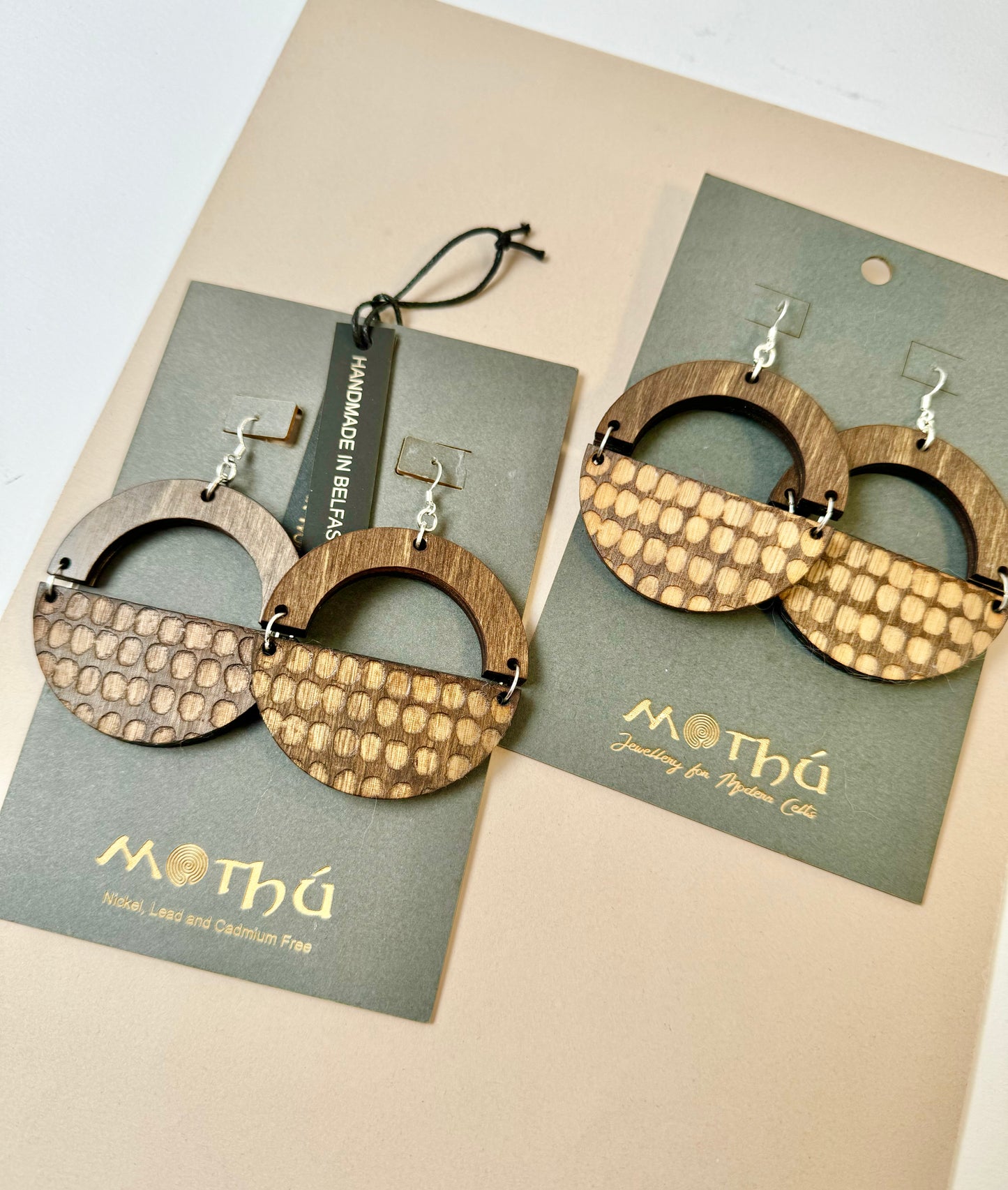Wooden Engraved Hoop Earrings 7cm x 6cm x 0.6cm