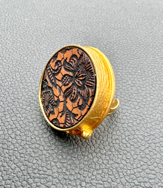 Gold and Wood Statement Ring