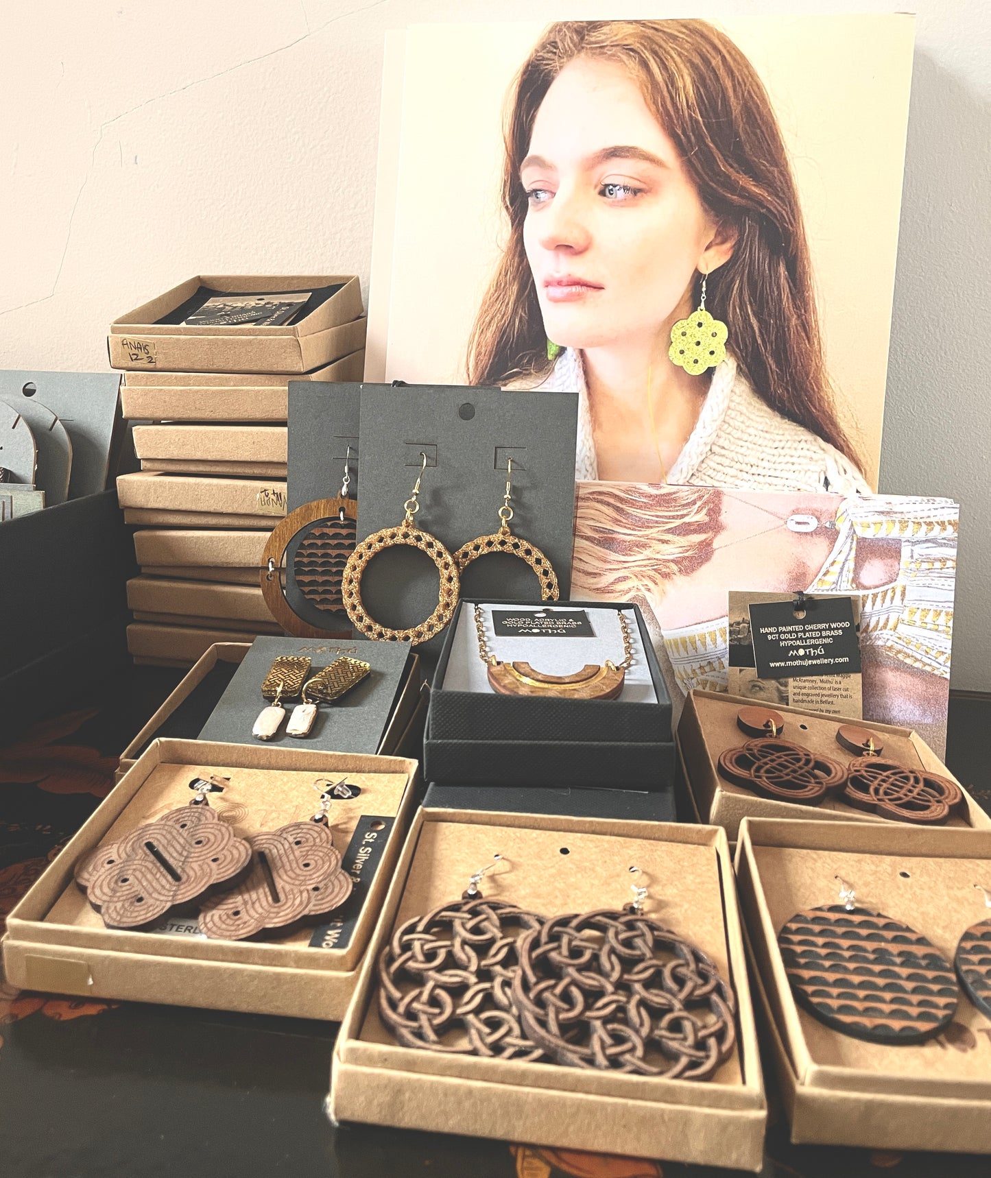 Large Wooden Stud Earring