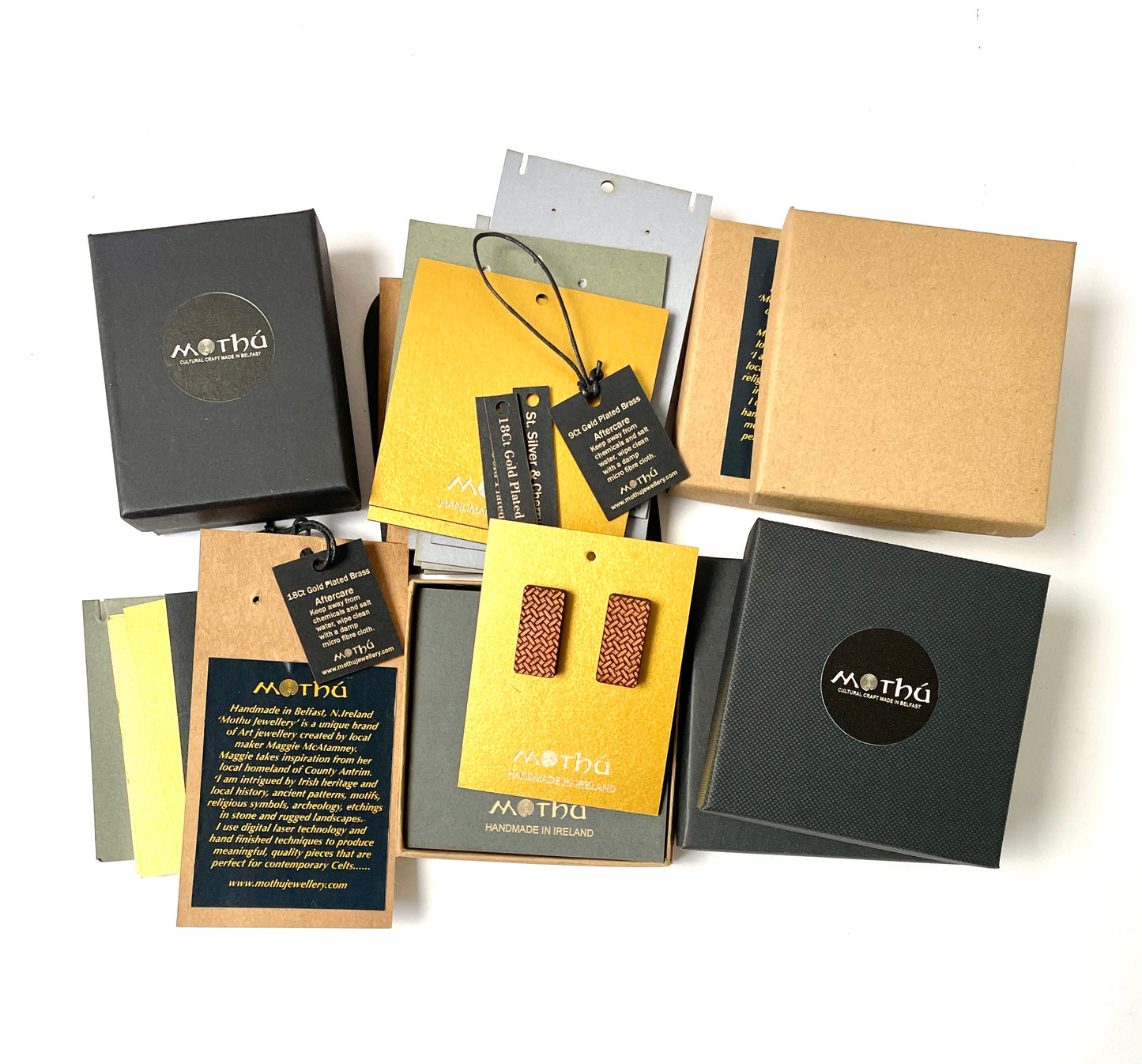 Crimson & gold lace pattern dangle earring, gold plated brass bar attachment - 8cm x 2cm x 0.6cm