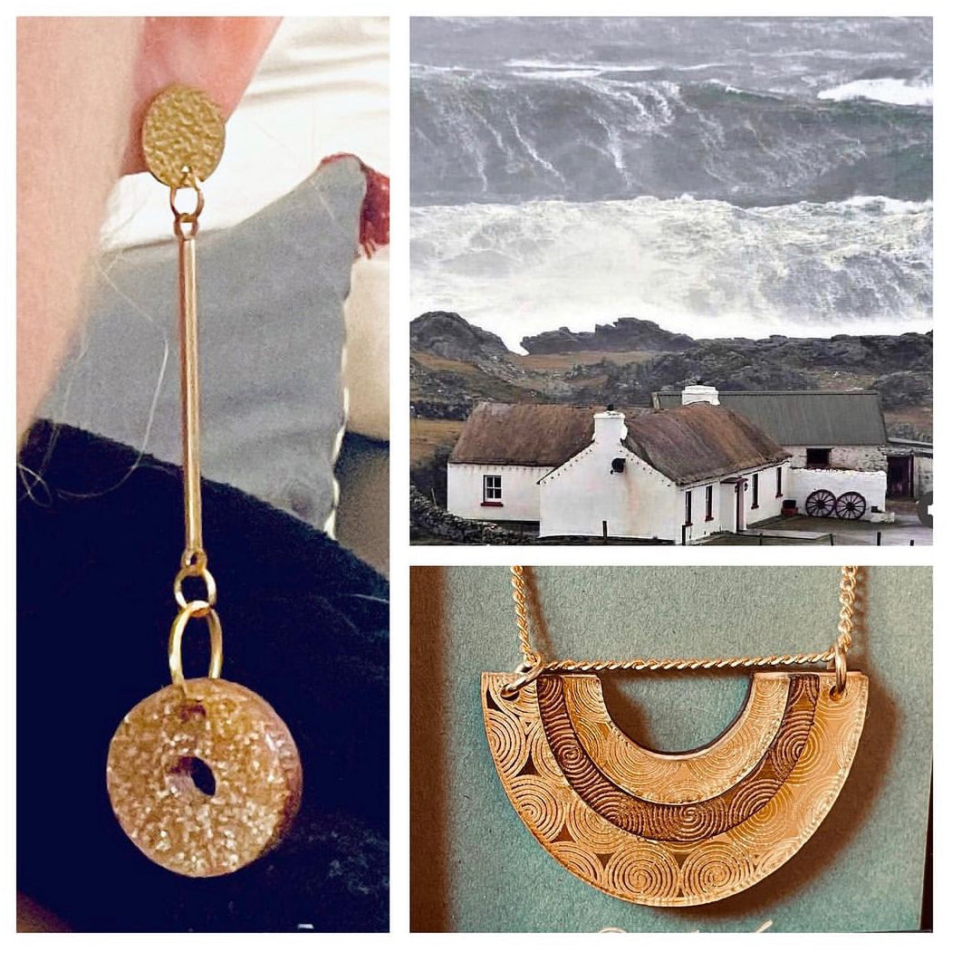 Engraved Wooden Pendant Necklace Gold Plated Vermeil Chain 20”