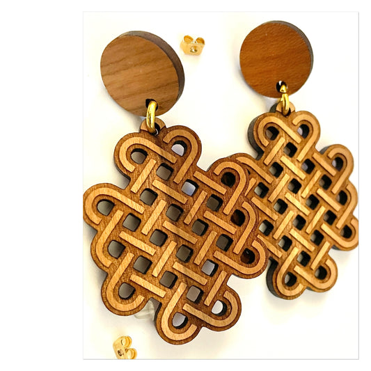 Wooden Celtic Dangle Earring 2 x Piece