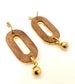 Gold Mirror Stud Earring, Lace Pattern. 3.5cm x 2cm x 0.6cm