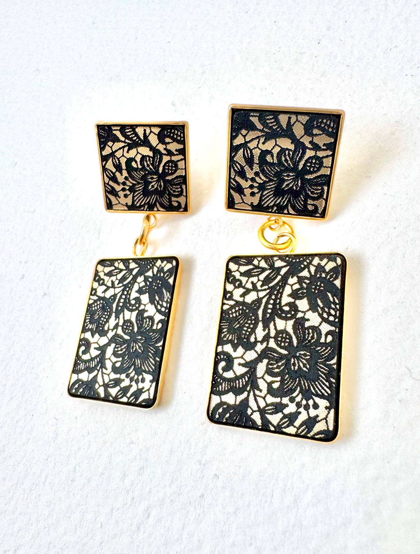 Gold & Lace Baroque 2 x Piece Dangle Earring