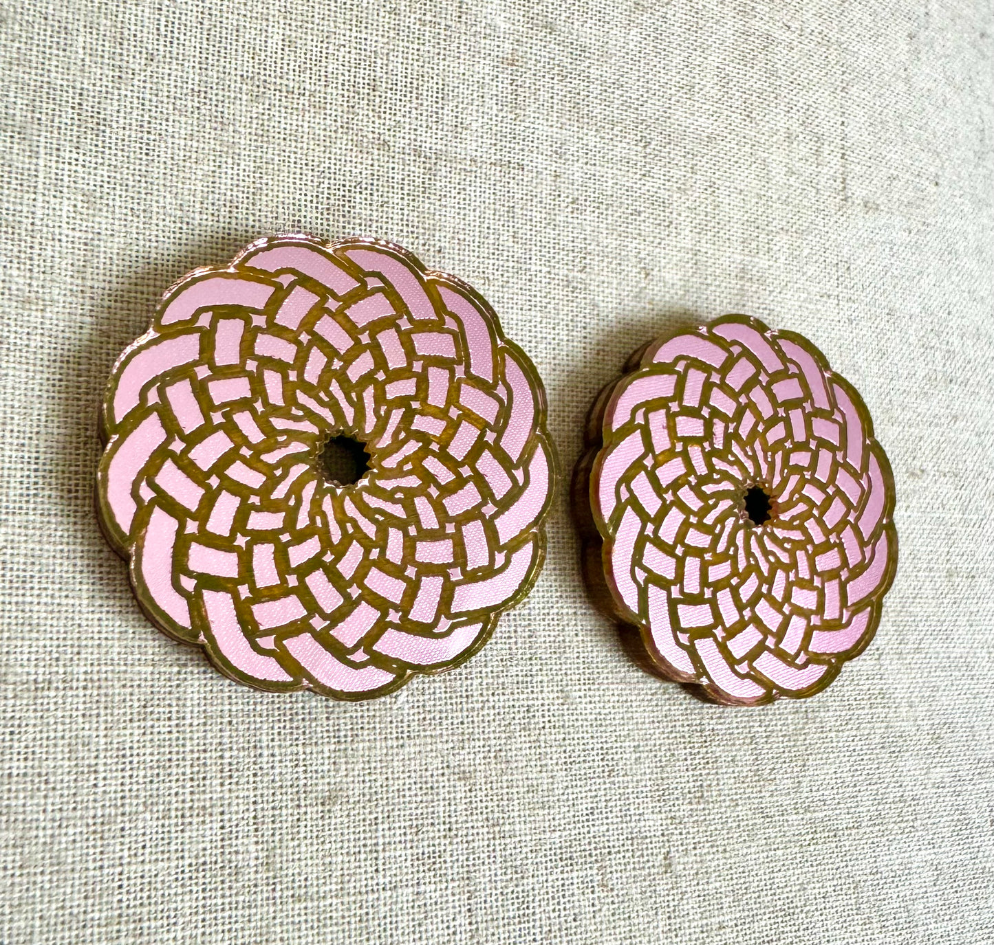 Pink Mirror Etched Earrings Large Studs