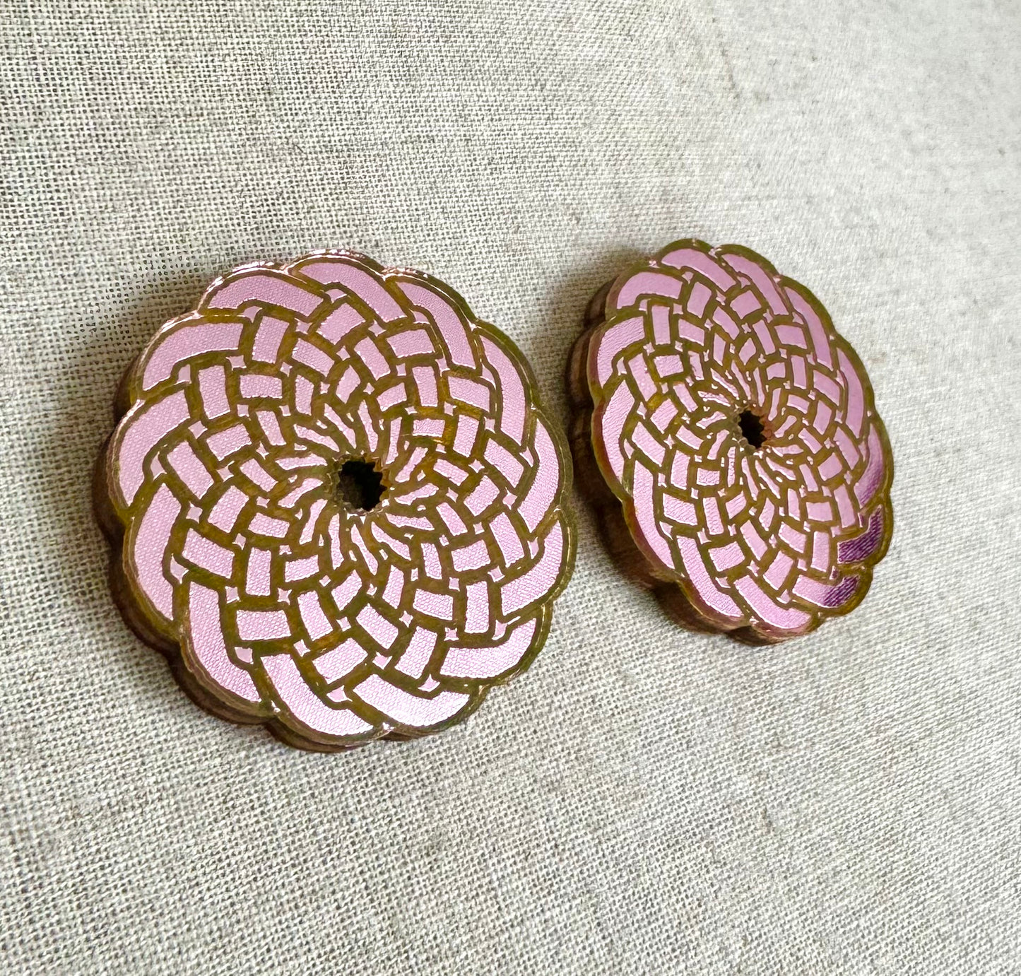 Pink Mirror Etched Earrings Large Studs