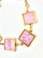 Pink lace mirror multi square Bracelet
