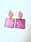 Pink Lace Mirror and Gold 2 x Piece Dangle Earring
