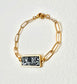 Gold Chain Etched lace bar inset Bracelet