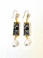 Gold, Diamonte and Lace Etched Dangle Earring
