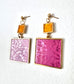 Pink & Gold Lace 2 x Piece Dangle Earring