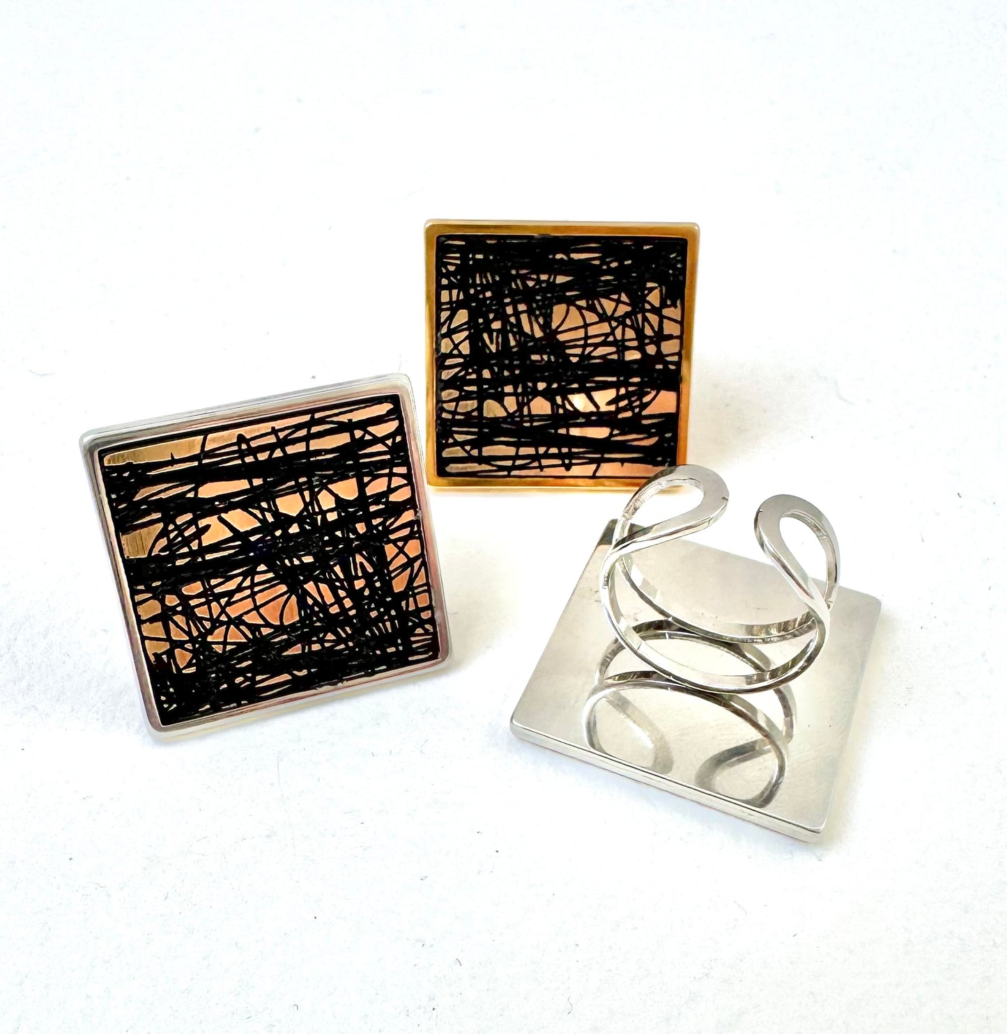 Gold & Silver Square Cocktail Ring