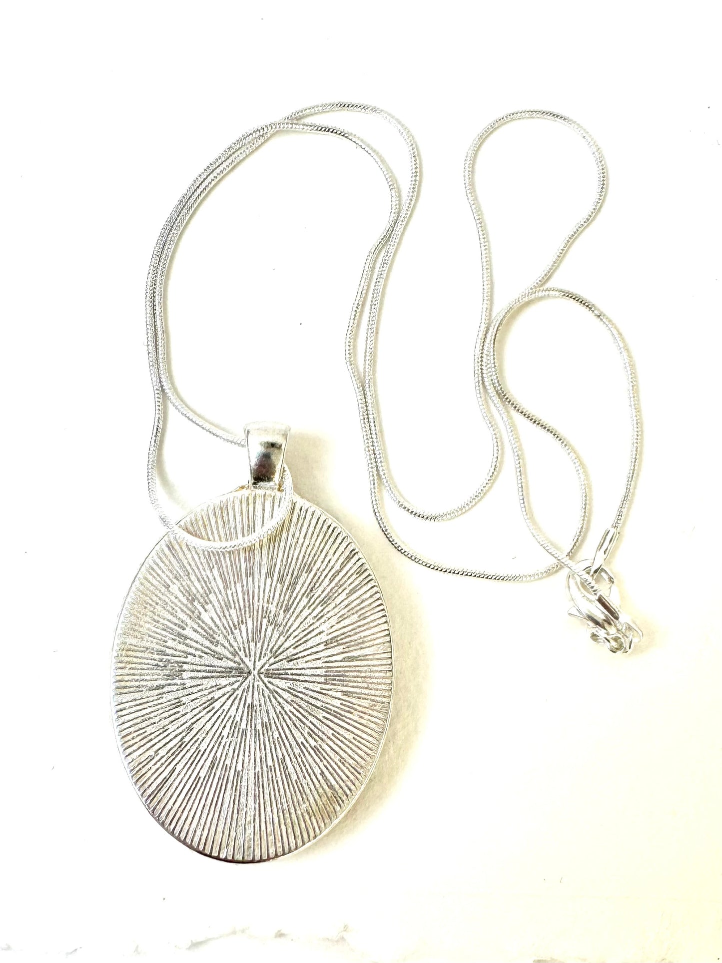 Silver and Wooden Pendant Necklace