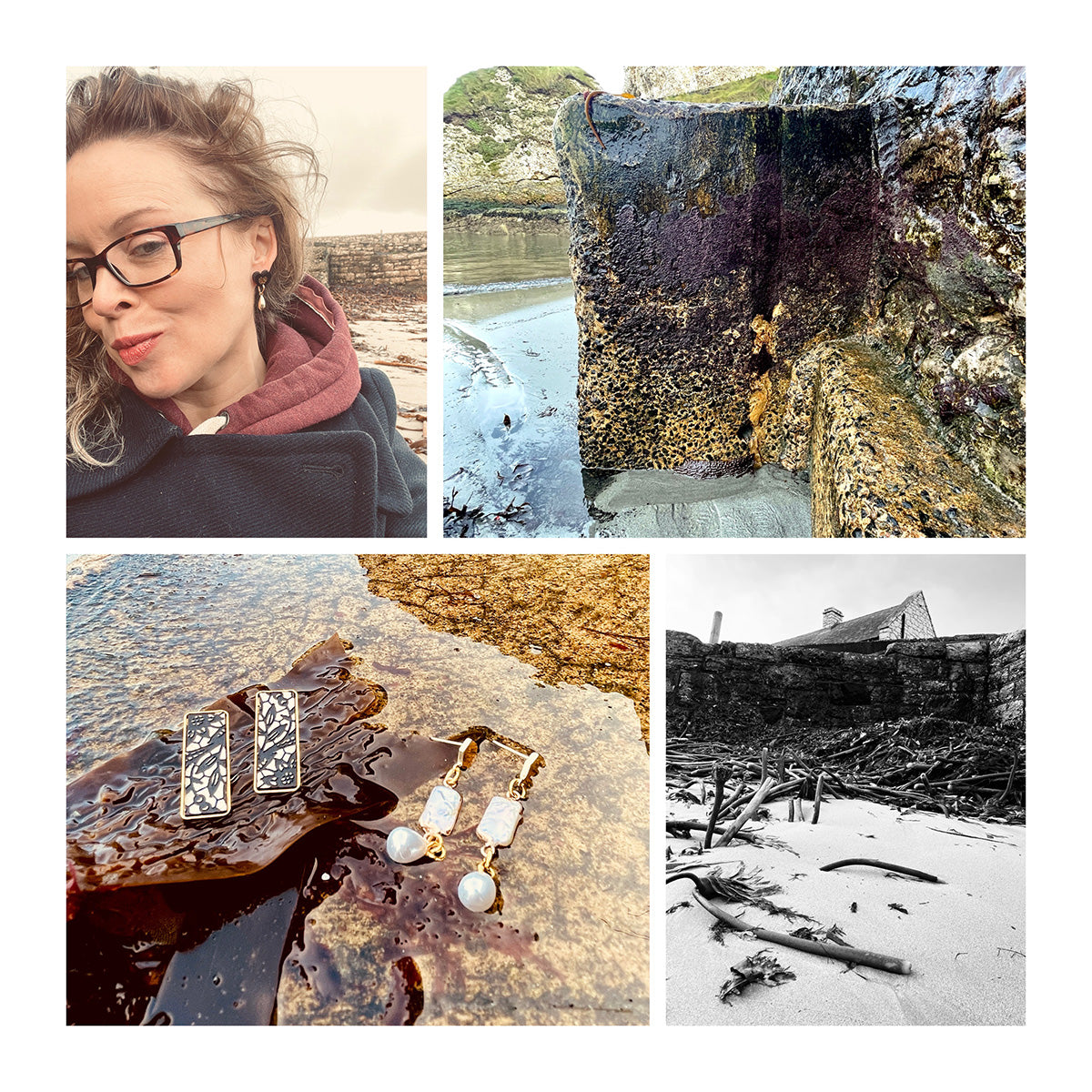 Three Piece Statement Dangle Earrings, abstract etching