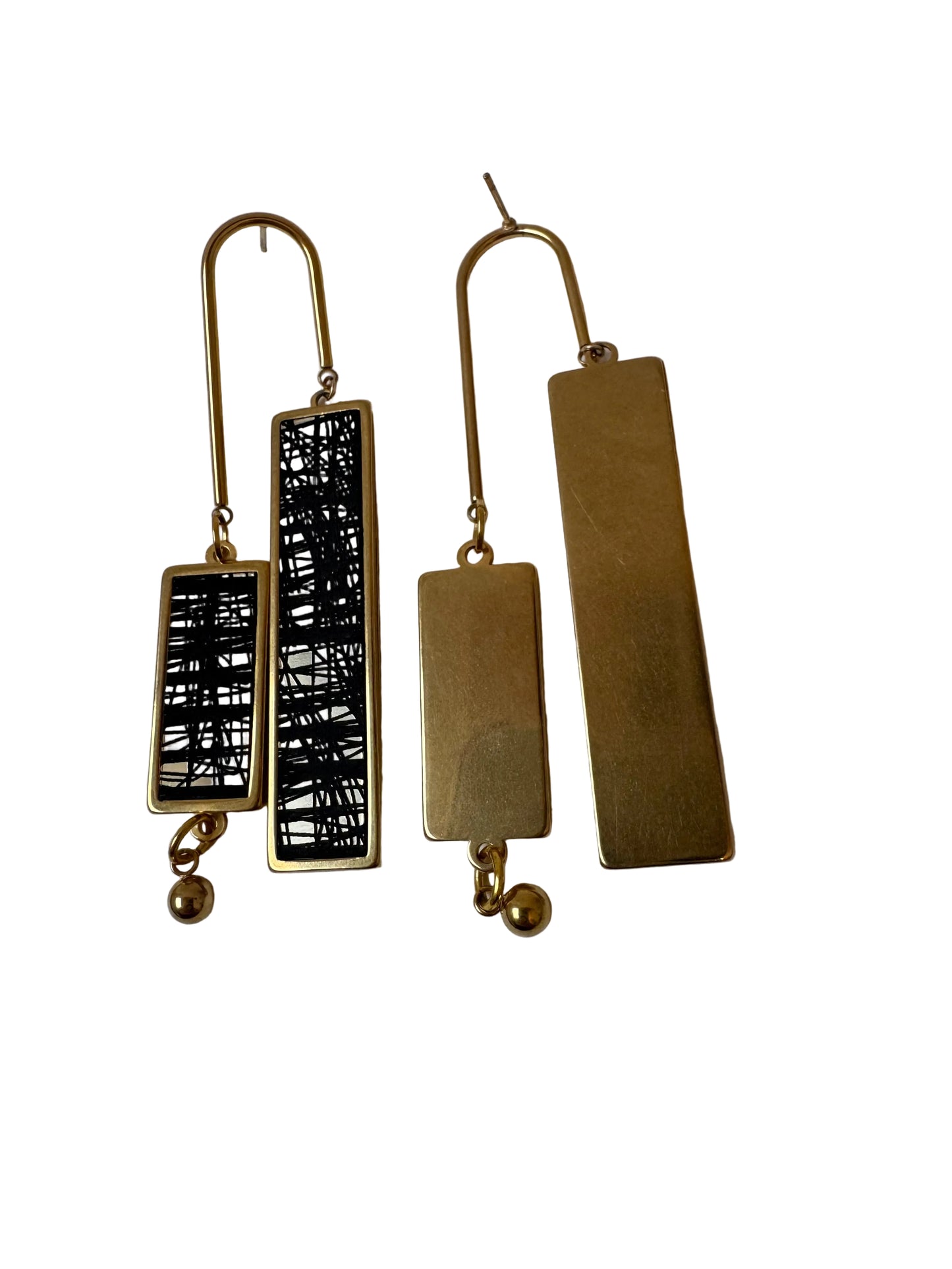 Gold and Black Dangle Earring