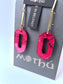 Pink Mirror Lace & Gold Bar Dangle Earring 8x2x0.6cm