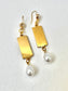 Gold, Diamonte and Lace Etched Dangle Earring