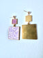 Pink Lace Mirror and Gold 2 x Piece Dangle Earring