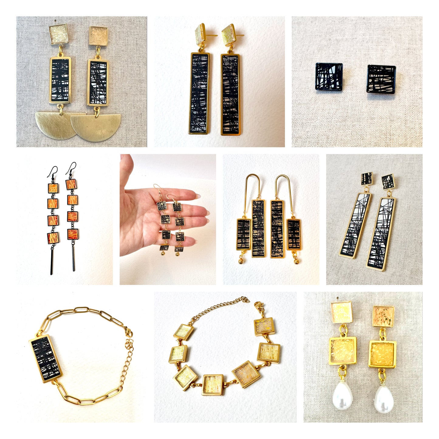 Gold and Silver Dangle statement  Earrings