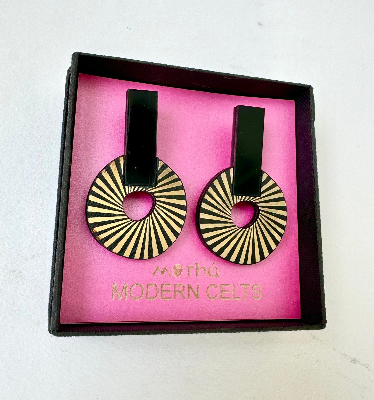 Oversized Stud Earrings Gold and Black