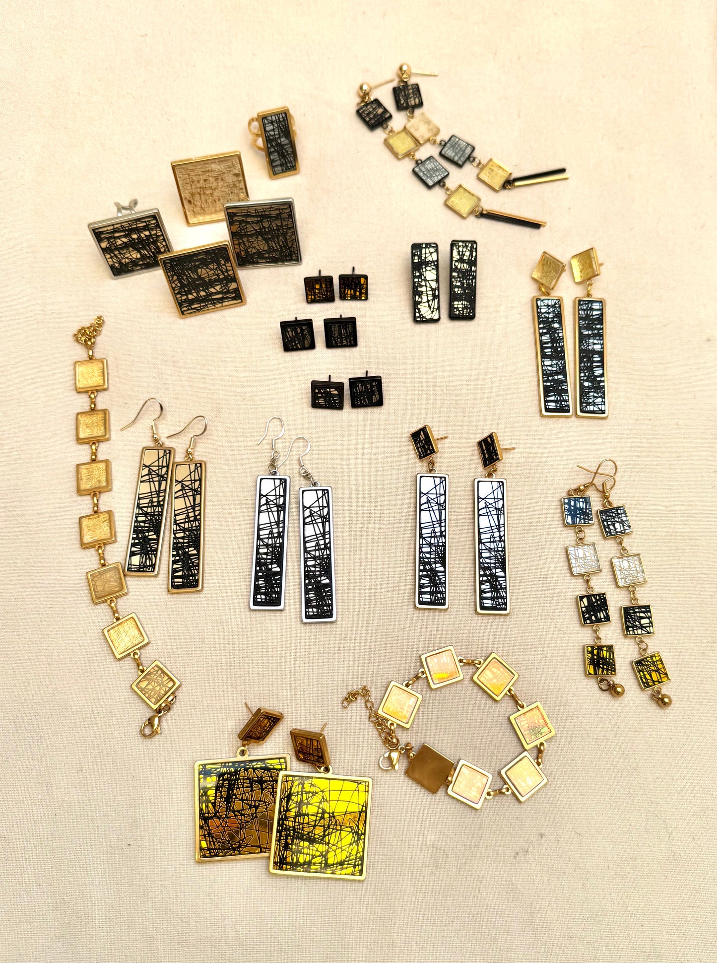 Gold and Silver Dangle statement  Earrings