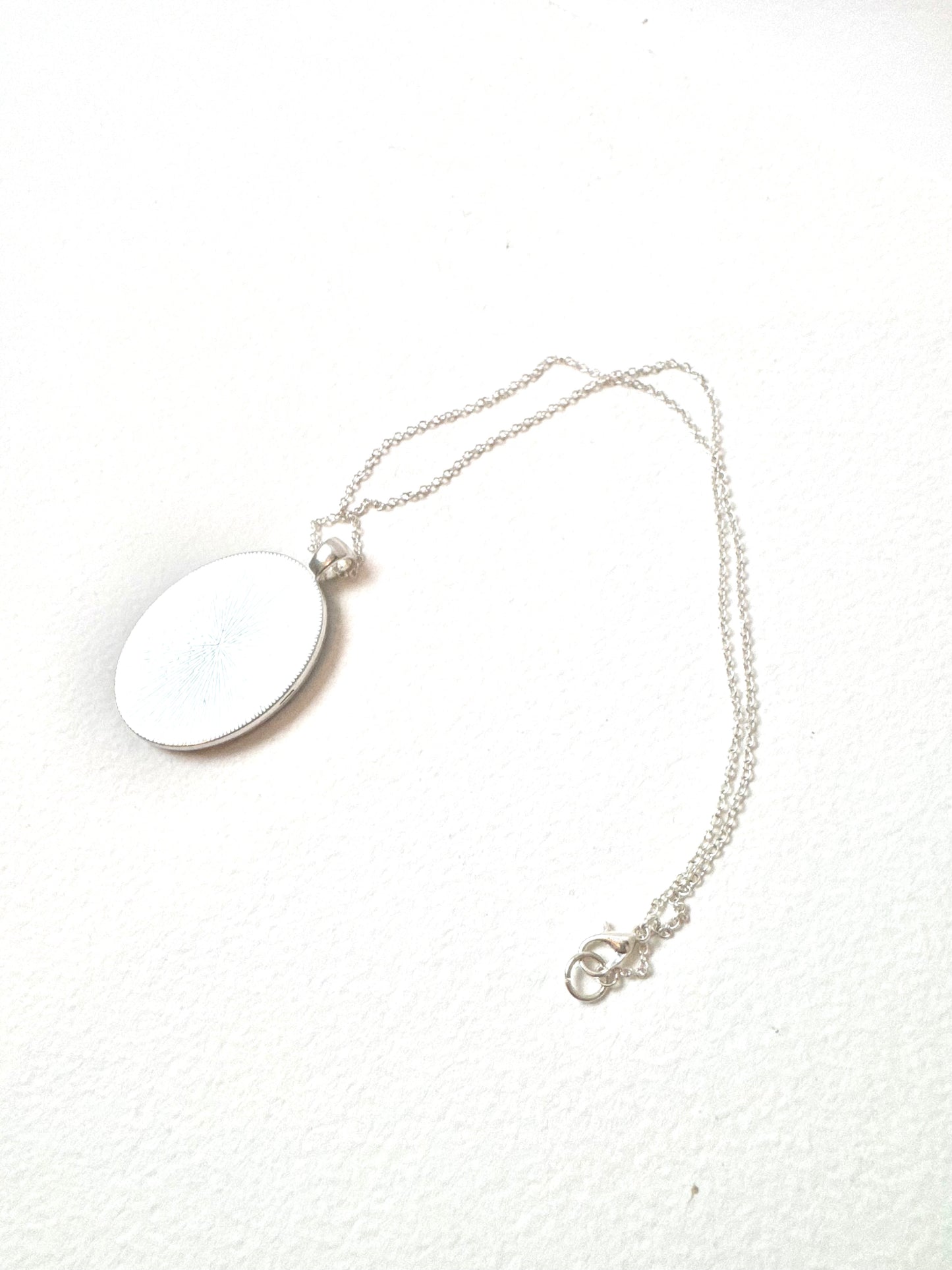 Silver Pendant Necklace, Lace Etching
