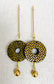 Wooden Dangle Hoop Earring, Celtic Pattern, Gold Bar and Bead 8cm x 2.5cm x 0.8cm