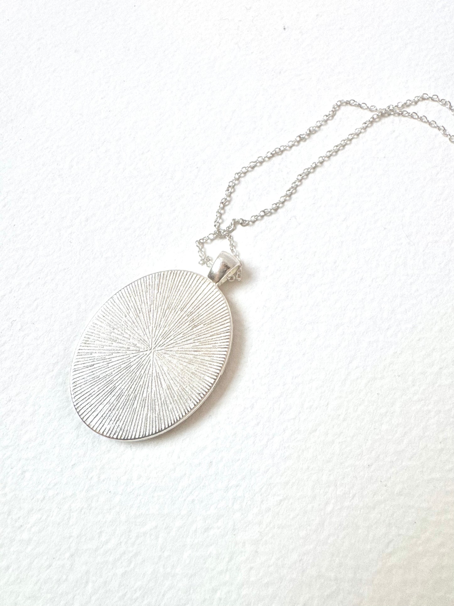 Silver Pendant Necklace, Lace Etching