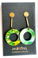 Green Hoop & Gold Plated Brass Bar Dangle Earring 8cm x 4cm x 0.6cm
