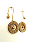 Glitter Gold Hoop Dangle Earring, Curved Bar and Bead, - 8cm x 3.5cm