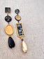 Multi shape & pattern vintage lace and pearl dangle earring