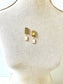 Etched Gold Mirror with Fresh Water Pearls, Stud Earrings 2.5cm x 1cm x 0.6cm