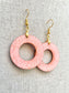 Pink Celtic Etched, Boho Hoop, Dangle Earrings
