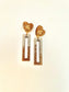 Glitter gold, Shamrock Heart and Rectangle dangle earring 7cm x 1.5cm x 0.6cm