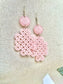 Pink Frosted Acrylic, Celtic Knot Dangle Earring
