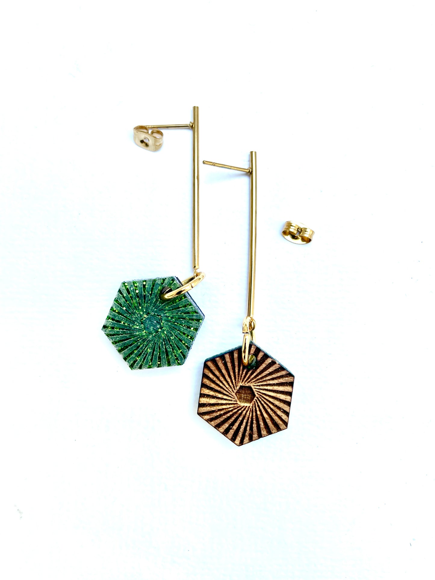 Green and Gold Dangle Earring
